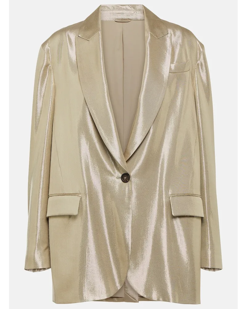 Brunello Cucinelli Blazer in gabardina metallizzata Oro