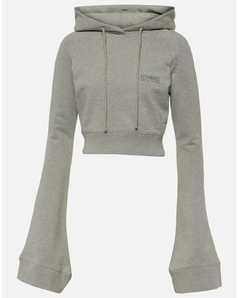VETEMENTS Felpa cropped in jersey di misto cotone Grigio