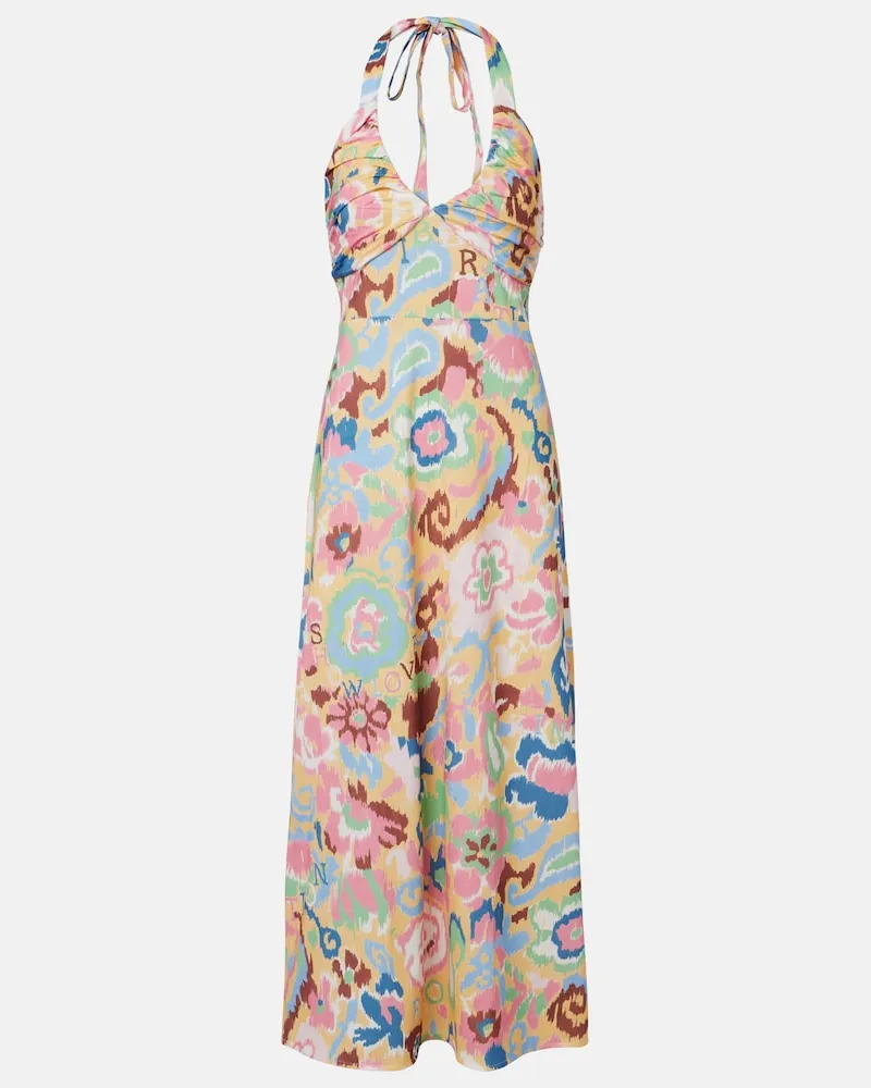 RIXO Abito midi Ilyana in jersey di cotone Multicolore
