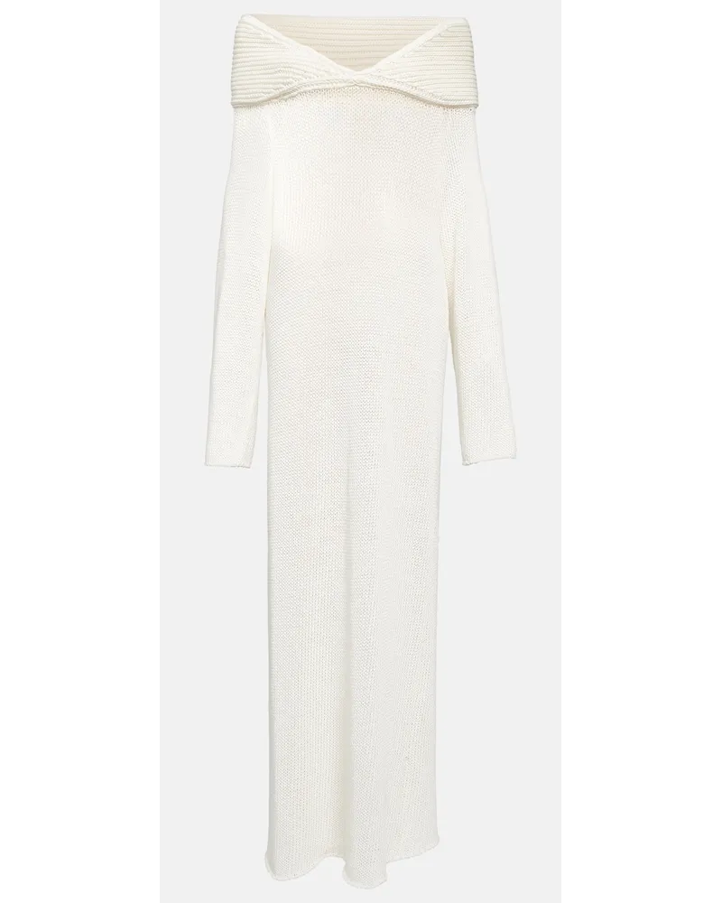 KHAITE Abito lungo Cyra in misto cotone Bianco