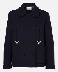 Valentino Garavani Cappotto VGold in misto lana Blu