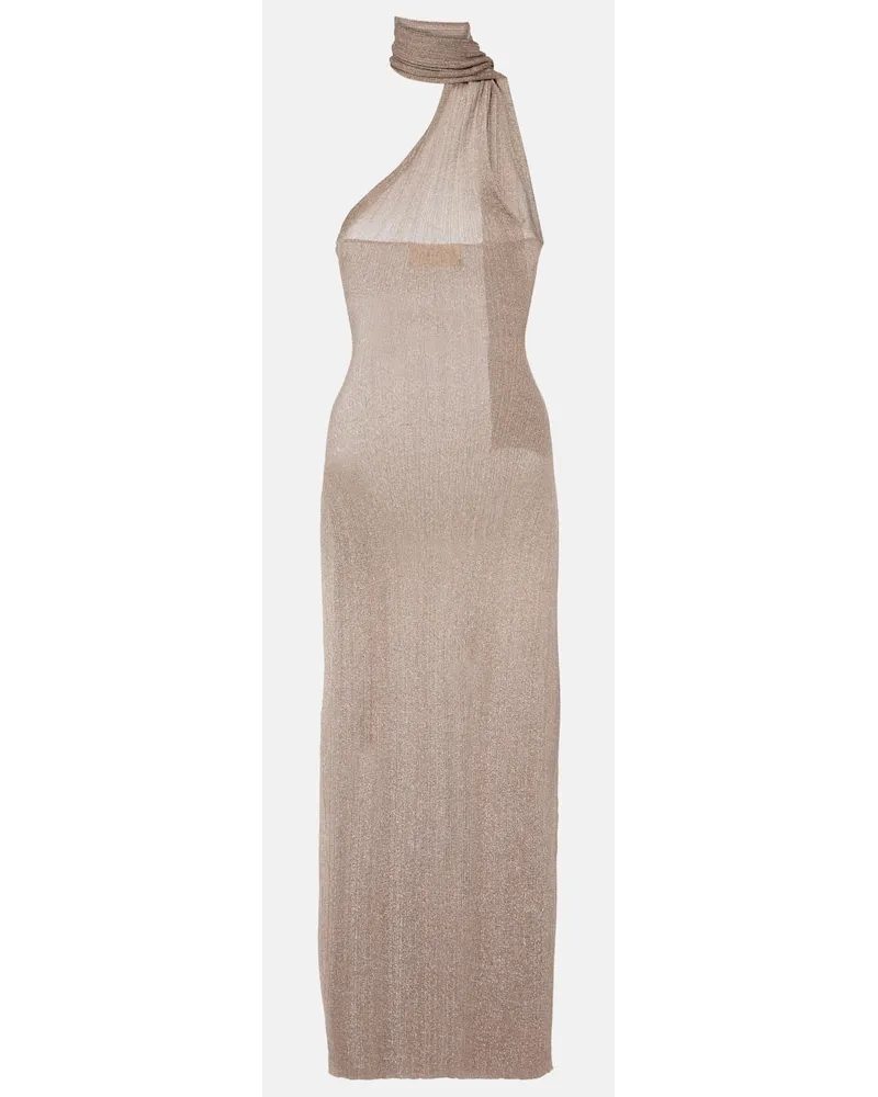 Aya Muse Abito lungo in maglia lamÃ Beige
