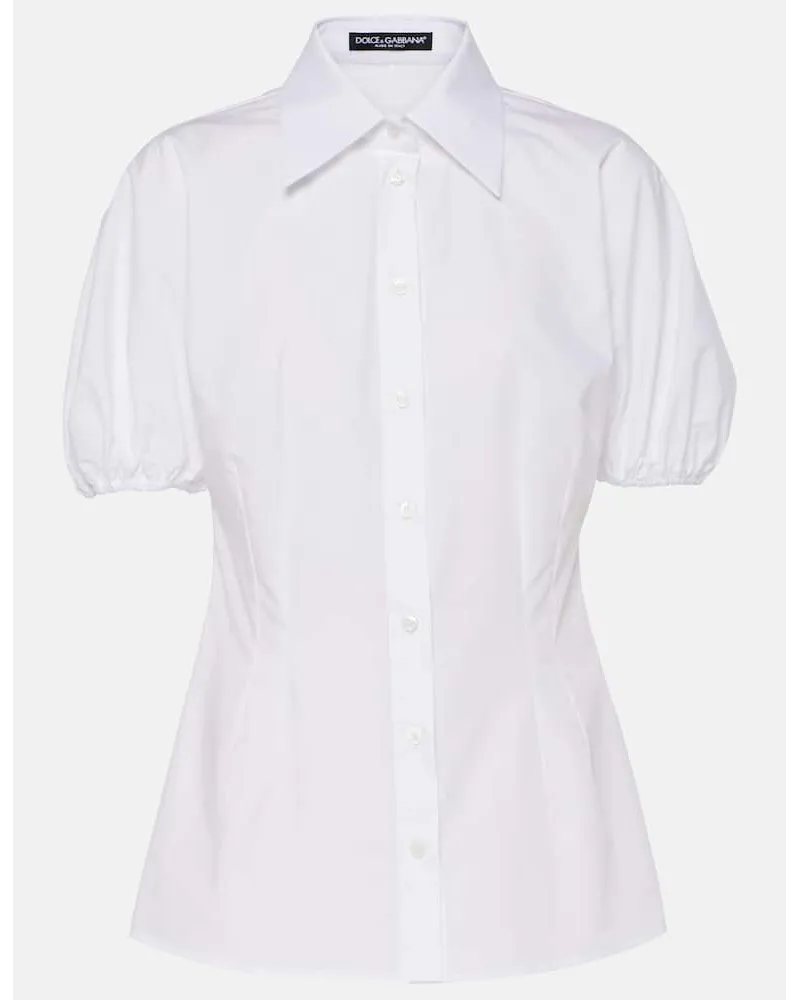Dolce & Gabbana Camicia in popeline di cotone Bianco