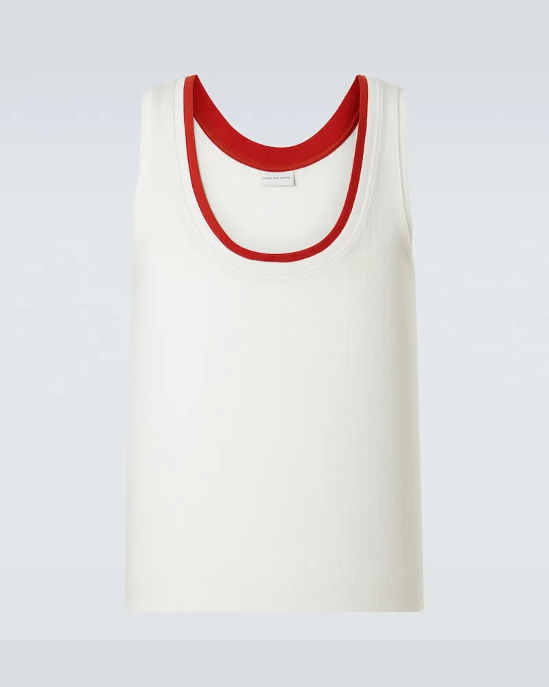 Dries van Noten Tank top in pointelle di cotone Bianco