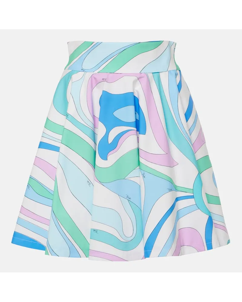 Emilio Pucci Minigonna Marmo in popeline di cotone Blu