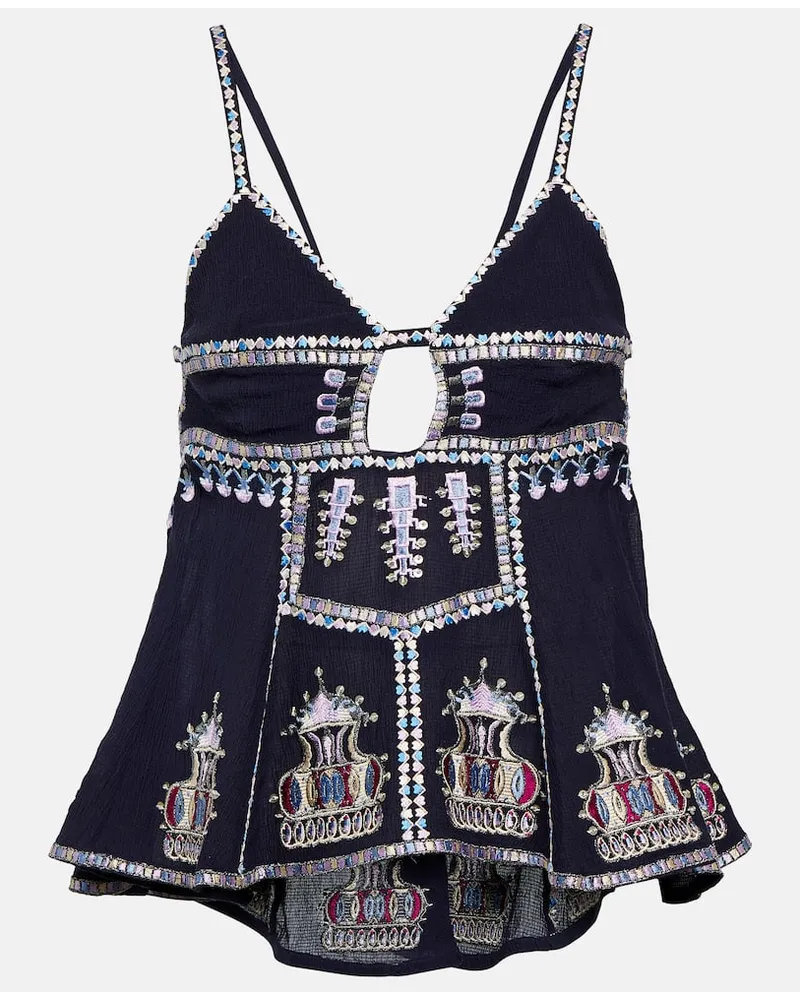 Isabel Marant Camisole in misto cotone e seta Blu