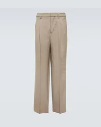 AMI Paris Pantaloni regular in gabardine di lana Beige