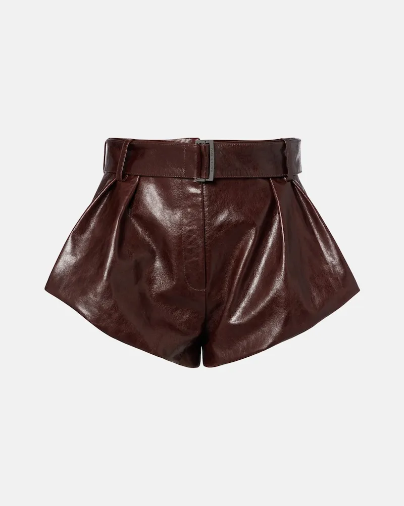 Magda Butrym Shorts in pelle con cintura Marrone