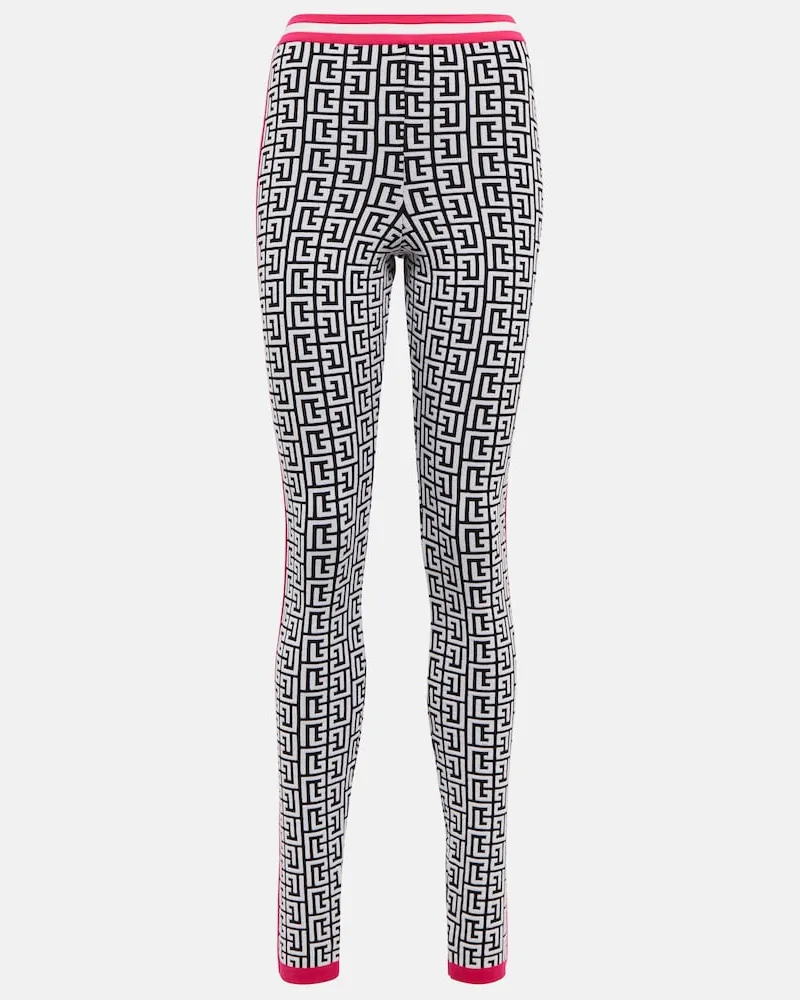 Balmain Leggings in jacquard di misto lana Multicolore