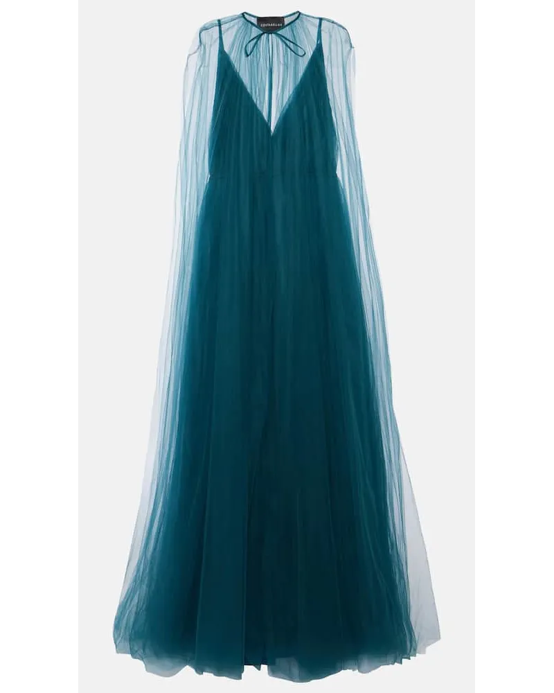 COSTARELLOS Abito lungo Cassandra in tulle Blu