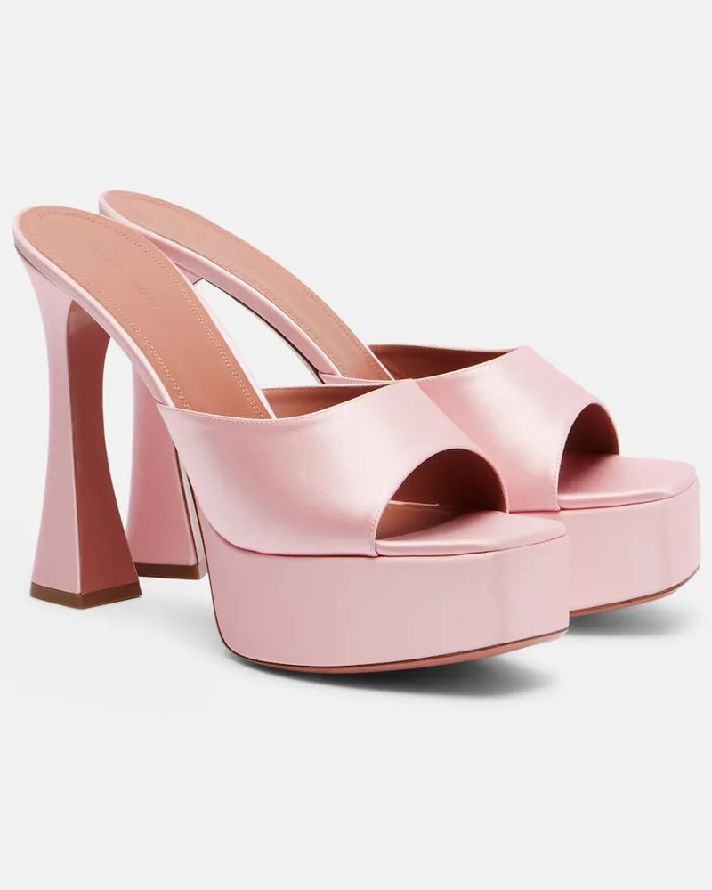 Amina Muaddi Mules Dalida in raso con plateau Rosa