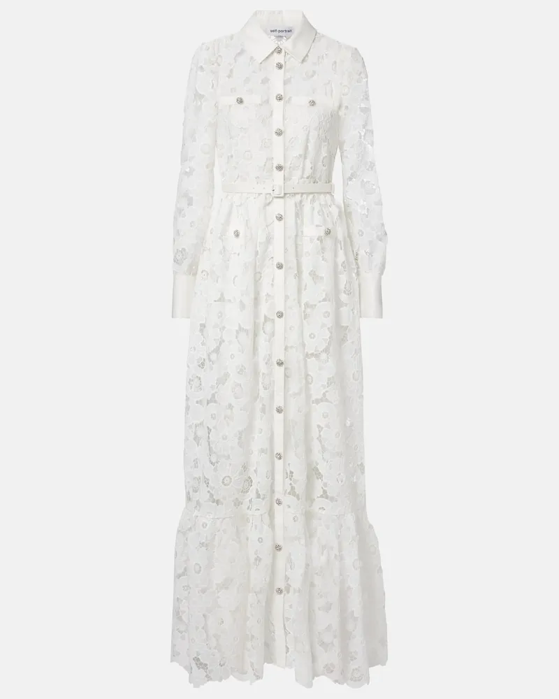 Self-Portrait Abito chemisier in pizzo guipure Bianco