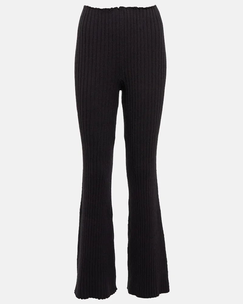 The Row Pantaloni flared in maglia di cashmere a coste Nero