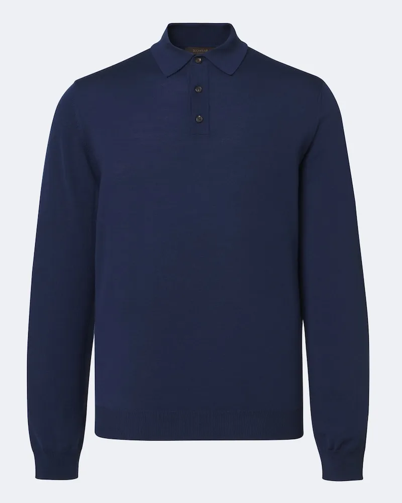 Slowear Pullover polo in misto lana Blu