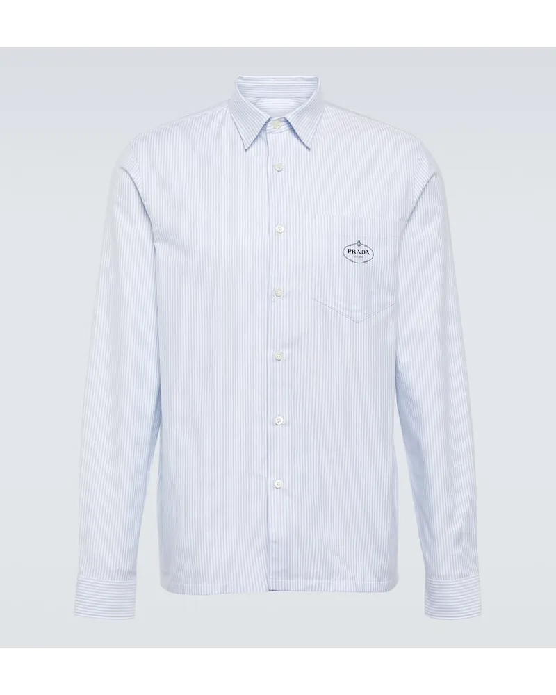 Prada Camicia in popeline di cotone a righe Multicolore