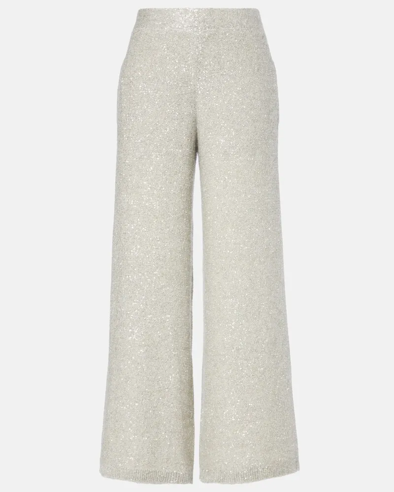 Brunello Cucinelli Pantaloni a gamba larga con paillettes Grigio
