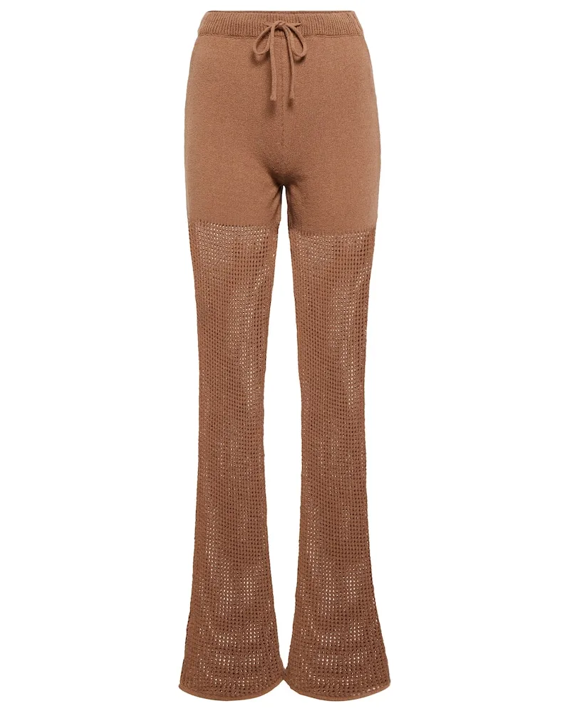 Nanushka Pantaloni flared Kaela in crochet Marrone