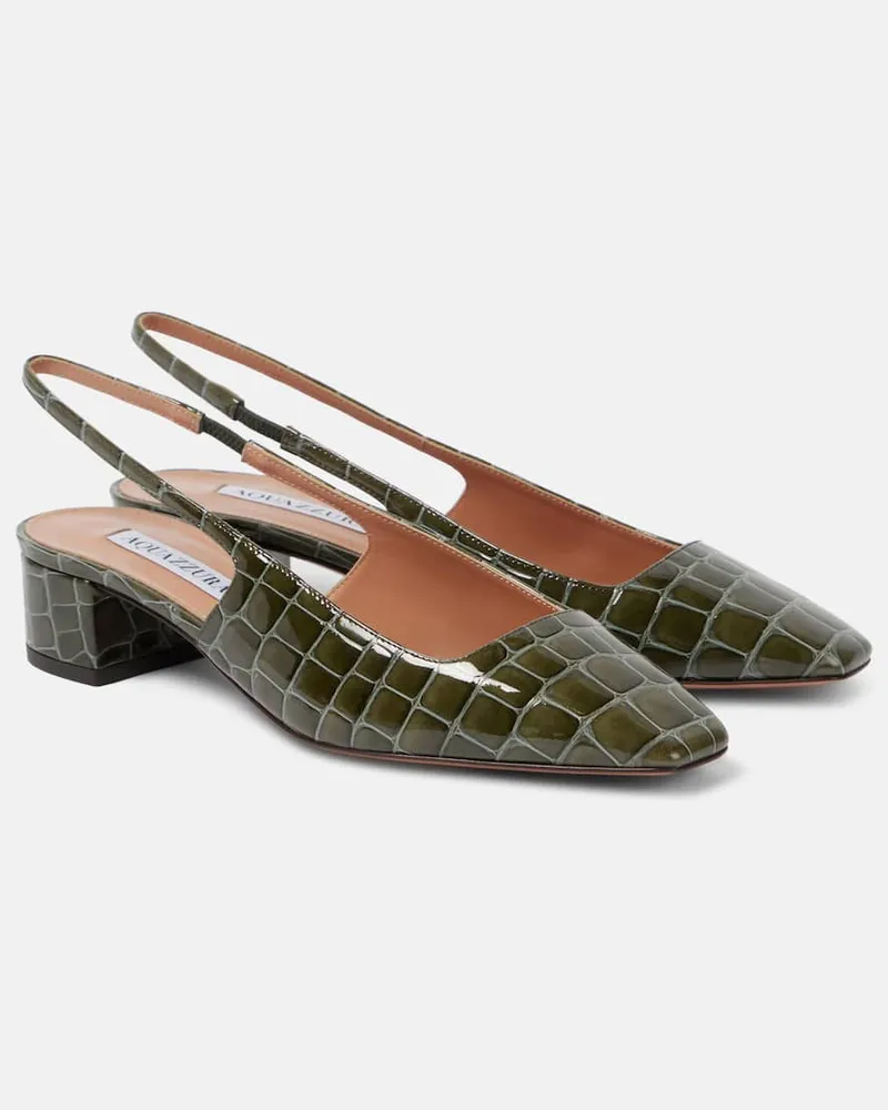 Aquazzura Pumps slingback Ginza 35 in pelle stampata Verde