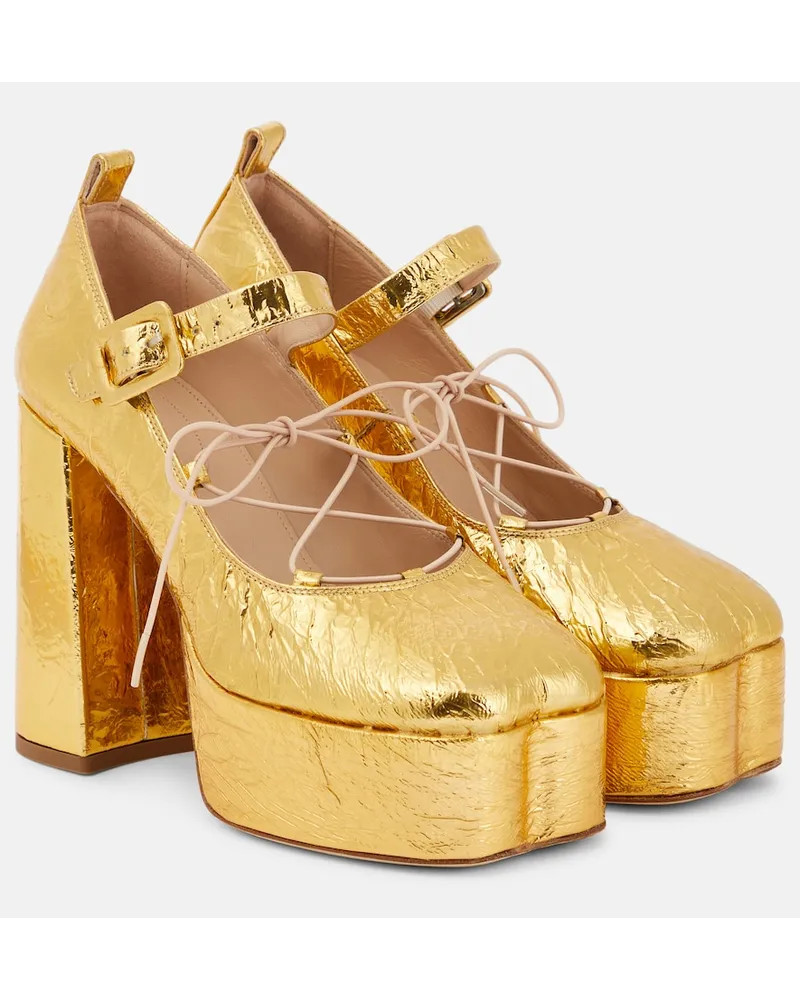 Simone Rocha Pumps in pelle con platform Oro