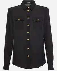 Balmain Camicia in crêpe de chine Nero