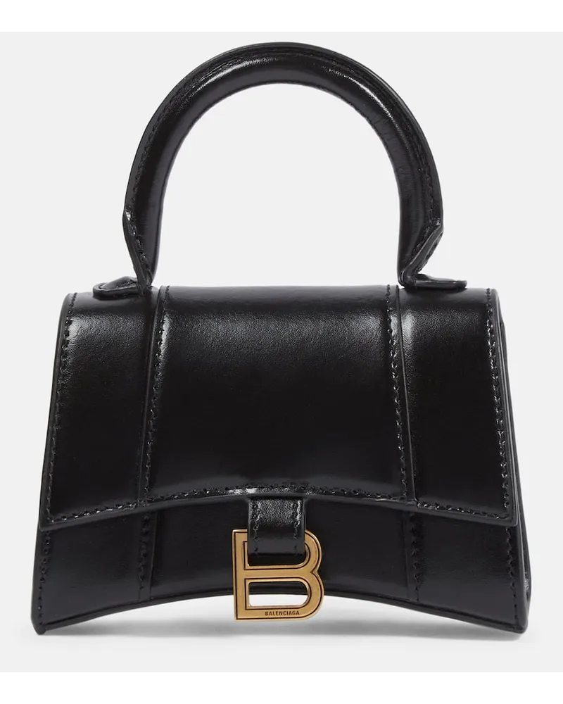 Balenciaga Borsa a tracolla Hourglass Mini in pelle Nero