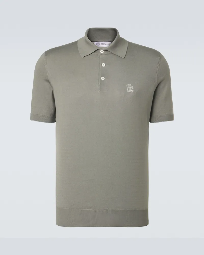 Brunello Cucinelli Polo in piquÃ© di cotone con logo Verde