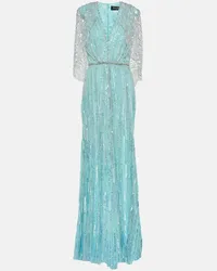 Jenny Packham Abito lungo Coralia con decorazione Blu