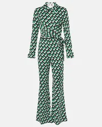 Diane von Furstenberg Jumpsuit Michele in jersey con stampa Verde