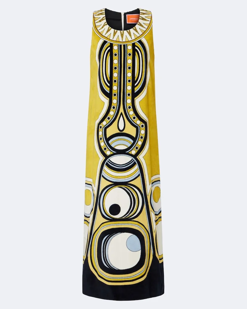 La DoubleJ Abito lungo Totem in cotone con stampa Giallo