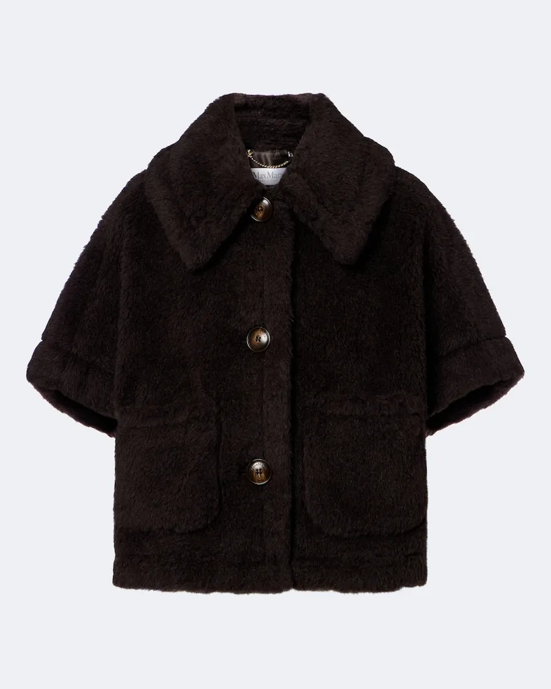 Max Mara Giacca teddy in lana e seta Marrone
