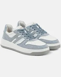 Hogan Sneakers H630 in pelle e denim Bianco