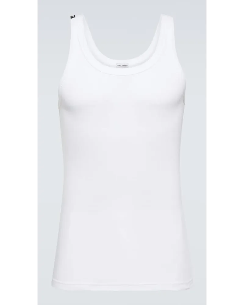 Dolce & Gabbana Tank top in cotone con logo Bianco