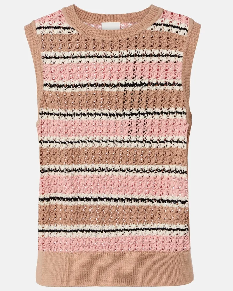 Varley Top Deeley in cotone a righe Beige