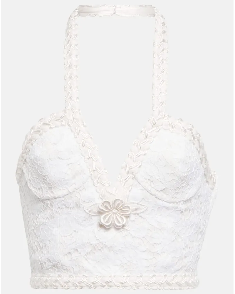 Alessandra Rich Top bustier in pizzo Bianco