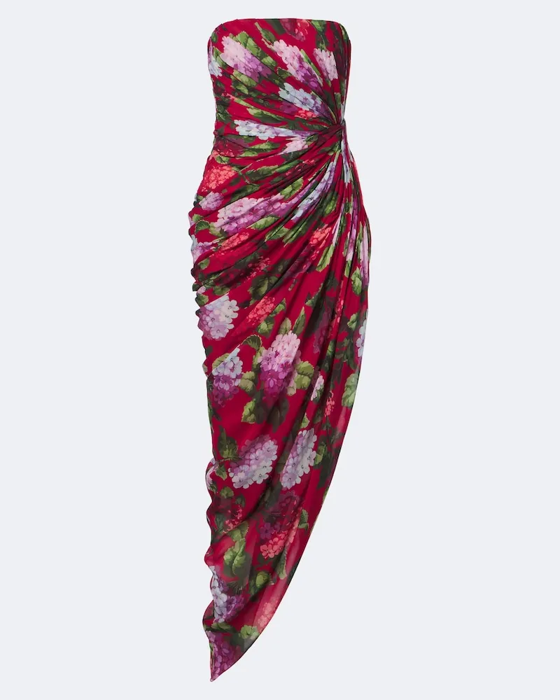 Carolina Herrera New York Abito bustier in chiffon di seta con stampa Multicolore