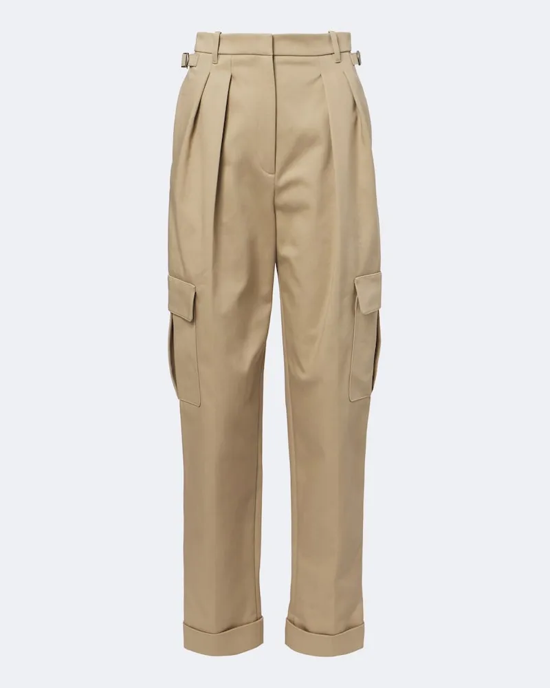Thierry Mugler Pantaloni cargo in misto cotone plissé Beige