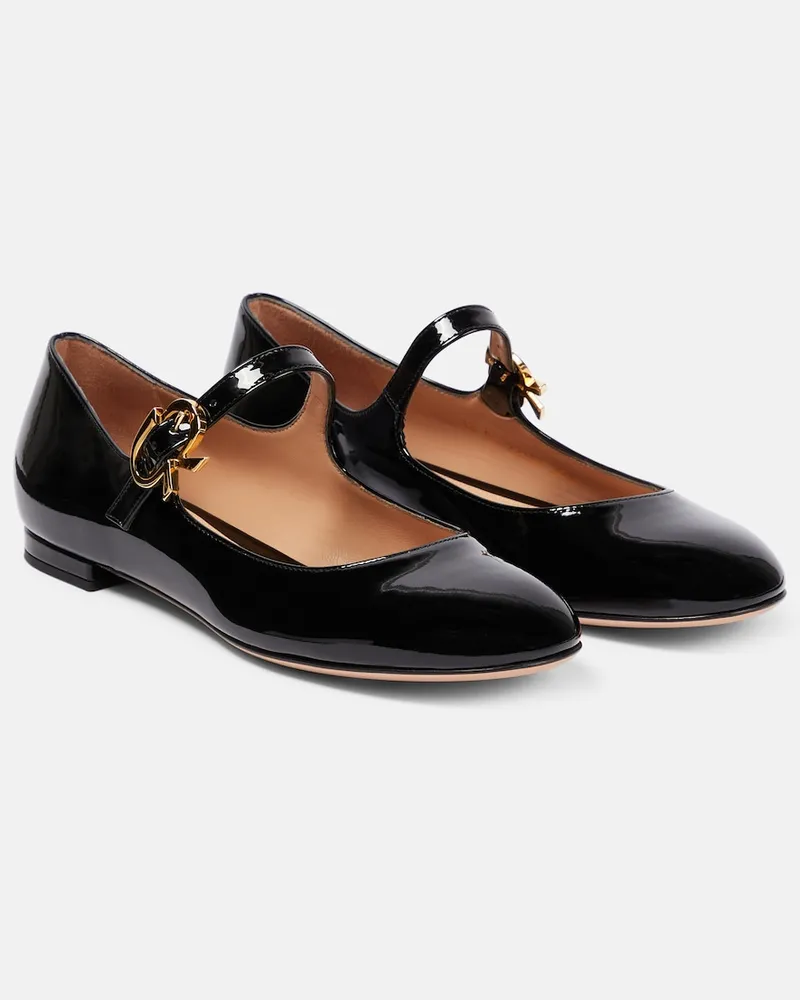 Gianvito Rossi Ballerine Mary Ribbon in vernice Nero