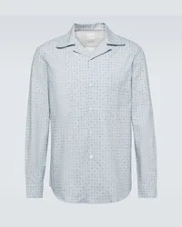 Brunello Cucinelli Camicia in cotone con stampa Blu