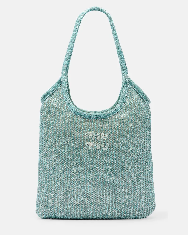 Miu Miu Shopper Ivy con paillettes Verde