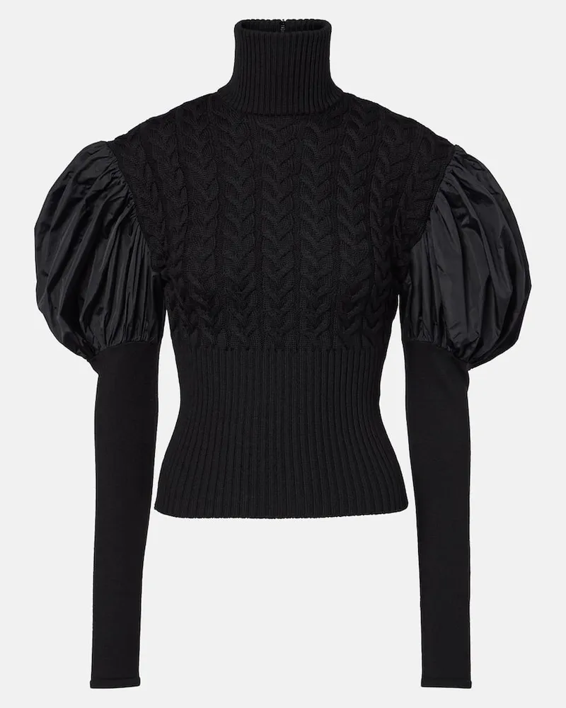 Max Mara Pullover Fune in misto lana con taffetÃ Nero