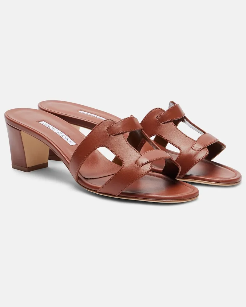 Manolo Blahnik Mules Grellanu 50 in pelle Marrone