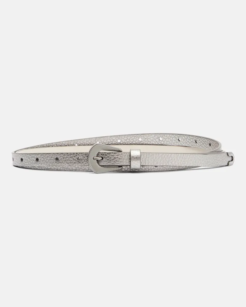 Brunello Cucinelli Cintura in pelle metallizzata Argento