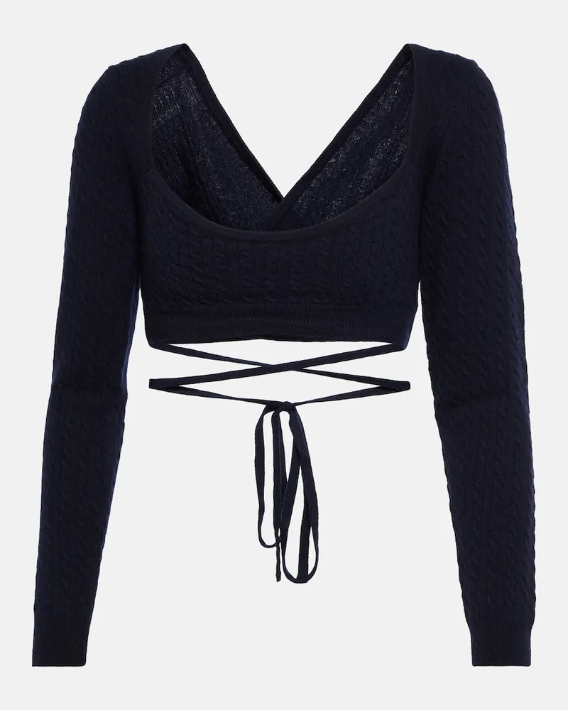 Patou Pullover cropped in lana e cashmere Nero