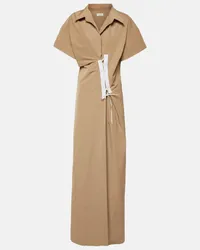 Dries van Noten Abito lungo in taffetà Beige