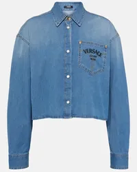 Versace Camicia di jeans cropped Versace Milano Blu