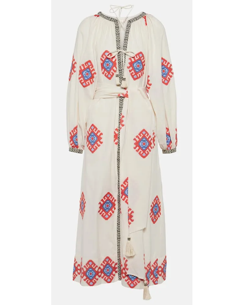 Johanna Ortiz Abito midi in jacquard di cotone Bianco
