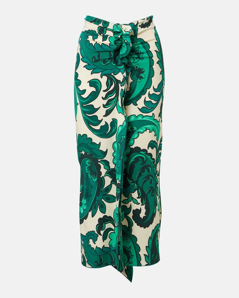 Etro Gonna midi con stampa e volant Verde