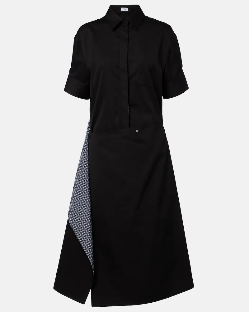 Loewe Abito chemisier in cotone e seta decostruito Nero