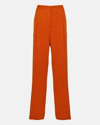 Dries van Noten Pantaloni regular in crêpe a vita alta Arancione