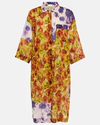 Dries van Noten Abito chemisier in voile di cotone Multicolore